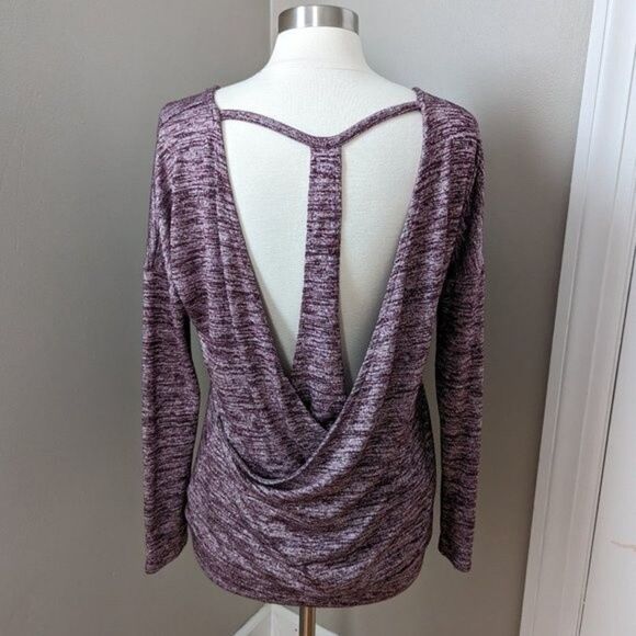 Athleta | Marled Open Back Long Sleeve Top Size M - Picture 1 of 8